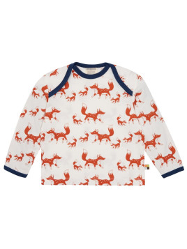 loud + proud - Bio Kinder Langarmshirt mit Fuchs-Allover, terracottoa
