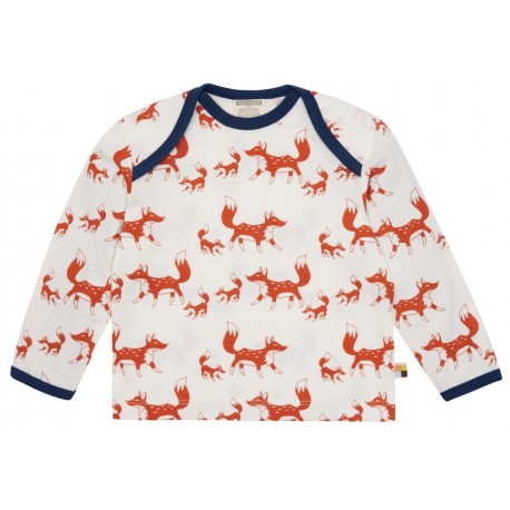 loud + proud - Bio Kinder Langarmshirt mit Fuchs-Allover, terracottoa