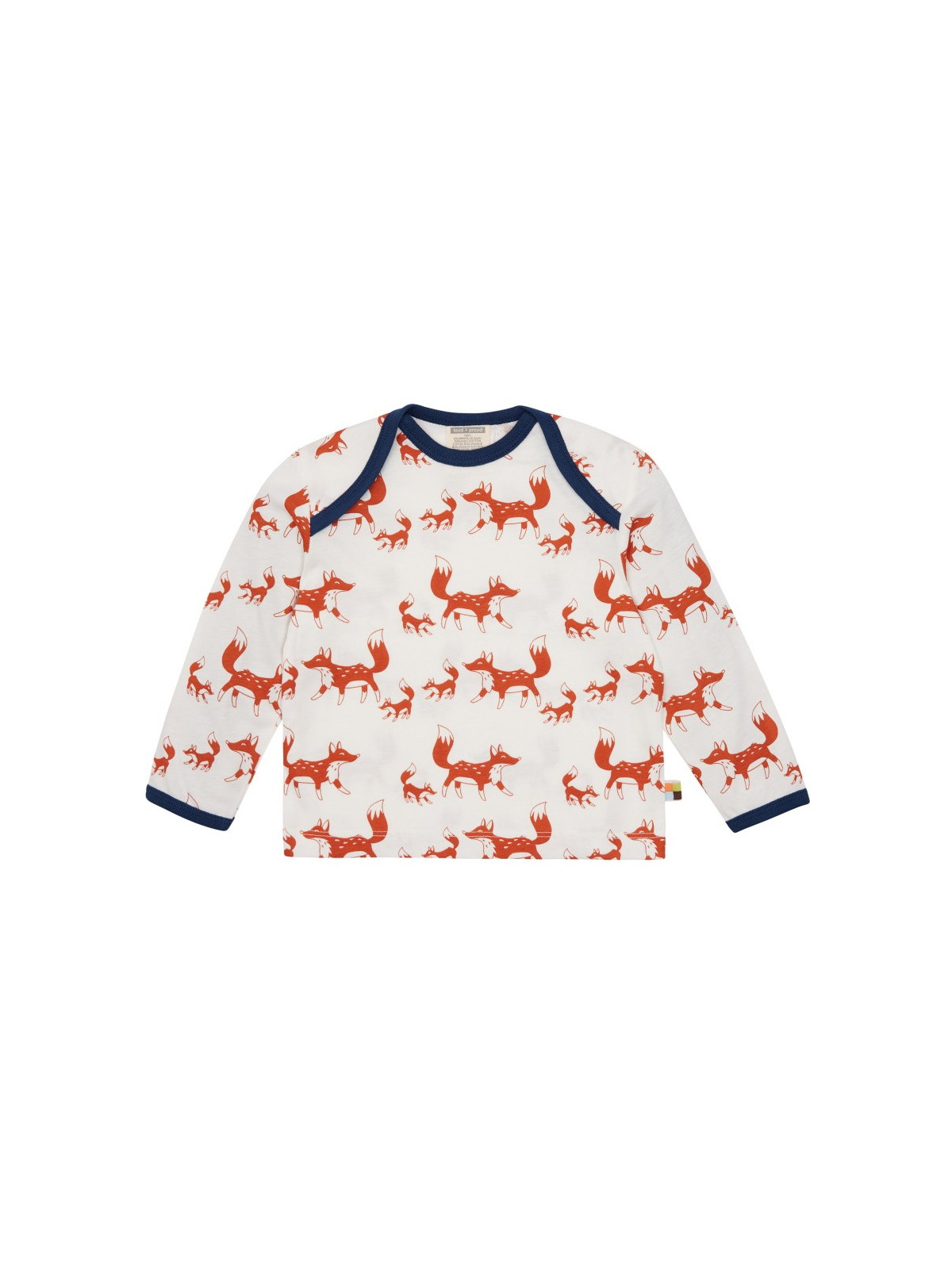 loud + proud - Bio Kinder Langarmshirt mit Fuchs-Allover, terracottoa
