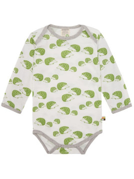 loud + proud - Bio Baby Body langarm mit Igel-Allover, grass