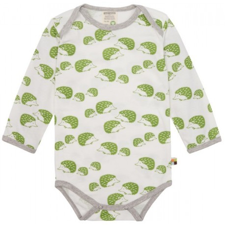 loud + proud - Bio Baby Body langarm mit Igel-Allover, grass