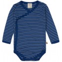 loud + proud - Bio Baby Wickelbody langarm Derby Rib mit Streifen, marine