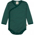 loud + proud - Bio Baby Wickelbody langarm Derby Rib mit Streifen, bottle