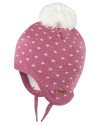 pure pure by BAUER - Bio Kinder Strick Mütze mit Punkten, Wolle/Seide/Baumwolle, dusty-pink