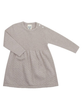 puri organic - Bio Baby Feinstrick Kleid mit Ajour-Muster, Baumwolle/Seide, tan
