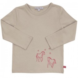 Enfant Terrible - Bio Kinder Langarmshirt mit Pferde-Stickerei, rosa