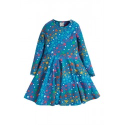 frugi - Bio Kinder Jersey Kleid "Sofia Skater Dress" mit Sternen-Allover