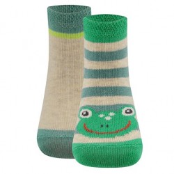 Ewers - Bio Kinder Socken Doppelpack mit Frosch-Motiv und uni