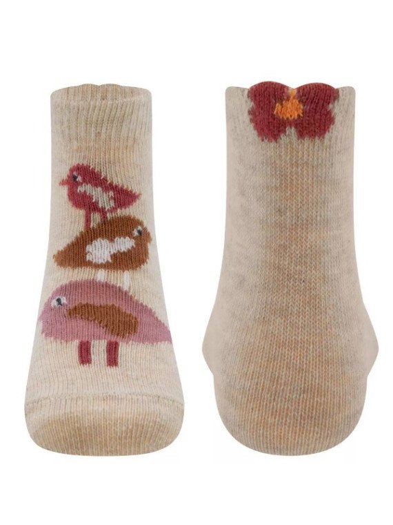 Ewers - Bio Kinder Socken mit Vögel-Motiv, beige