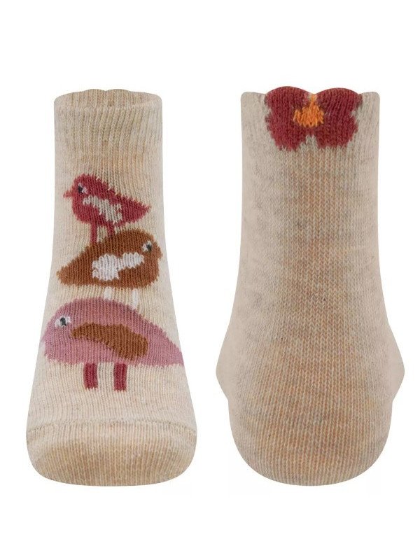 Ewers - Bio Kinder Socken mit Vögel-Motiv, beige