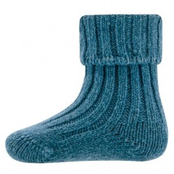Ewers - Bio Kinder Socken uni, Wolle/Baumwolle, stahlblau