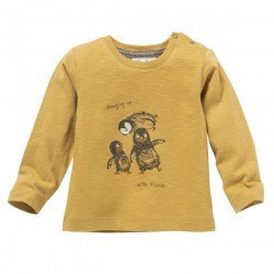 People Wear Organic - Bio Kinder Langarmshirt mit Pinguin-Druck, gelb