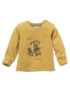 People Wear Organic - Bio Kinder Langarmshirt mit Pinguin-Druck, gelb