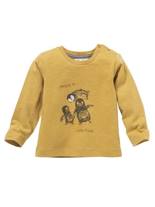 People Wear Organic - Bio Kinder Langarmshirt mit Pinguin-Druck, gelb