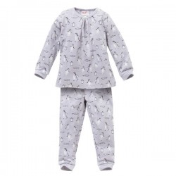 People Wear Organic - Bio Kinder Schlafanzug mit Pinguin-Druck, lavendel