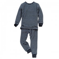 People Wear Organic - Bio Kinder Frottee Schlafanzug mit Streifen, blau