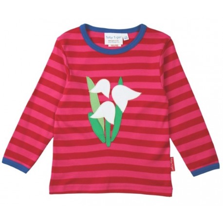 Toby tiger - Bio Kinder Langarmshirt mit Schneeglöckchen-Applikation und Streifen