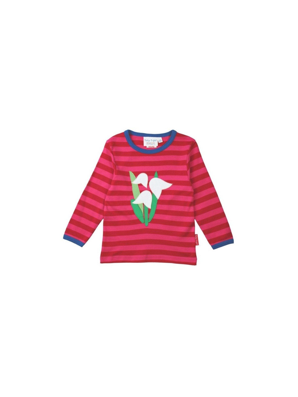 Toby tiger - Bio Kinder Langarmshirt mit Schneeglöckchen-Applikation und Streifen
