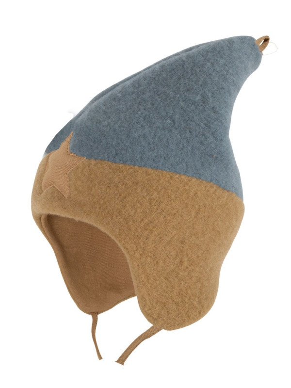 pure pure by BAUER - Bio Kinder Fleece Zipfelmütze, gefüttert, Wolle, grau/karamel
