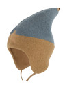 pure pure by BAUER - Bio Kinder Fleece Zipfelmütze, gefüttert, Wolle, grau/karamel