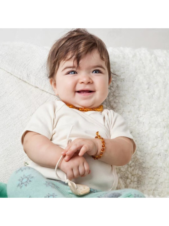 Grünspecht Naturprodukte - Baby Bernstein-Arm-/Fußkettchen, cognac