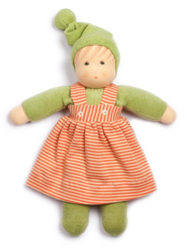 Nanchen Natur - Bio Baby Schmusepuppe "Wuschel" 26cm, grün