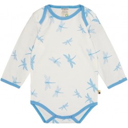 loud + proud - Bio Baby Body langarm mit Libellen-Allover, blau