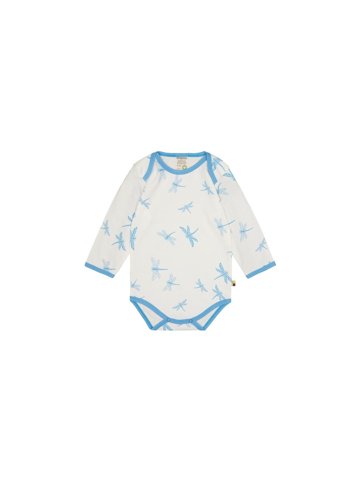 loud + proud - Bio Baby Body langarm mit Libellen-Allover, blau