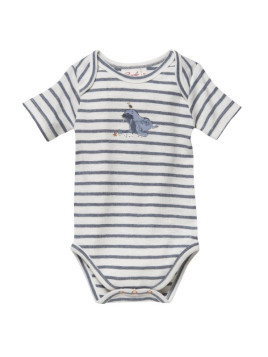People Wear Organic - Bio Baby Body kurzarm mit Wallross-Druck und Streifen