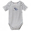 People Wear Organic - Bio Baby Body kurzarm mit Wallross-Druck und Streifen