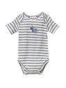 People Wear Organic - Bio Baby Body kurzarm mit Wallross-Druck und Streifen