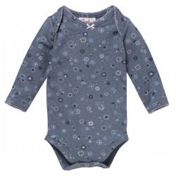 People Wear Organic - Bio Baby Body langarm mit Frühlingsblumen-Allover