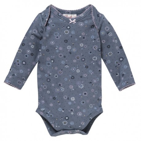 People Wear Organic - Bio Baby Body langarm mit Frühlingsblumen-Allover