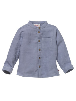 People Wear Organic - Bio Baby Musselin Hemd, taubenblau