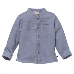 People Wear Organic - Bio Baby Musselin Hemd, taubenblau