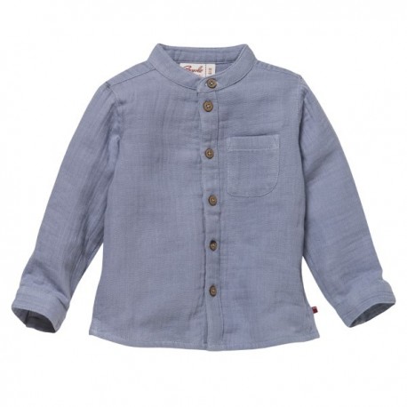 People Wear Organic - Bio Baby Musselin Hemd, taubenblau