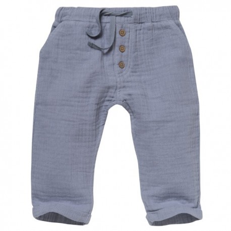 People Wear Organic - Bio Baby Musselin Hose mit Taschen, taubenblau