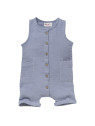 People Wear Organic - Bio Baby Musselin Spieler mit Taschen, taubenblau