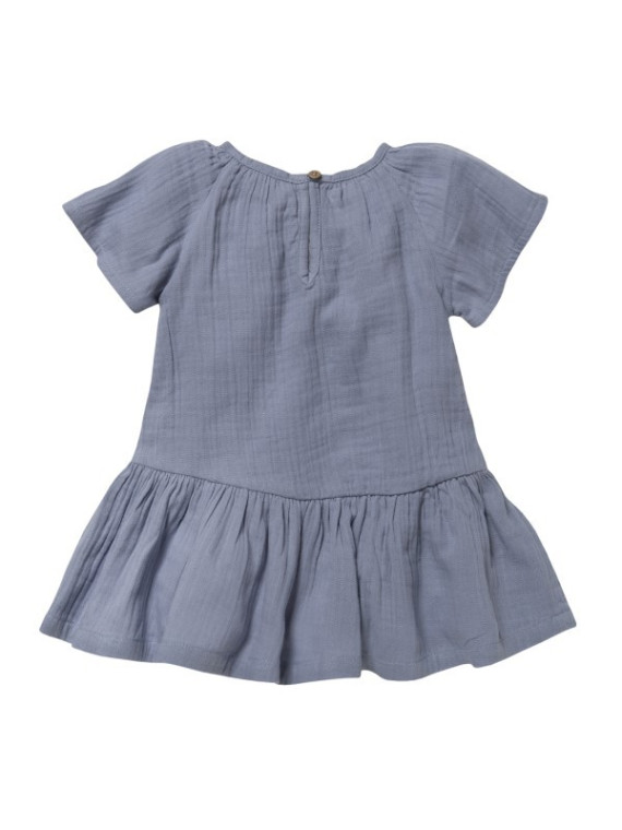 People Wear Organic - Bio Baby Musselin Kleid, taubenblau