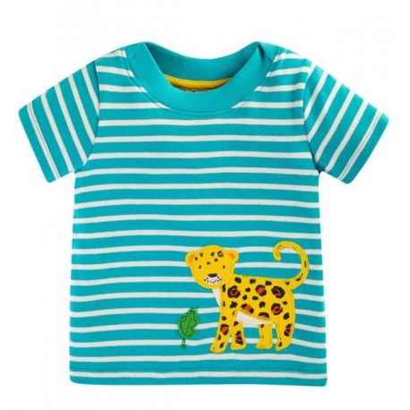 frugi - Bio Kinder Langarmshirt "Easy On" mit Jaguar-Applikation und Streifen