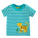 frugi - Bio Kinder T-Shirt "Easy On" mit Jaguar-Applikation und Streifen