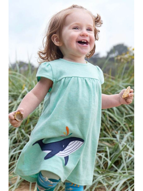 frugi - Bio Kinder Jersey Kleid "Little Layla" mit Wal-Applikation