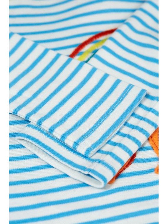 frugi - Bio Kinder Langarmshirt "Bobby Applique" mit Oktopus-Applikation und Streifen