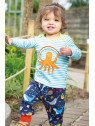 frugi - Bio Kinder Langarmshirt "Bobby Applique" mit Oktopus-Applikation und Streifen