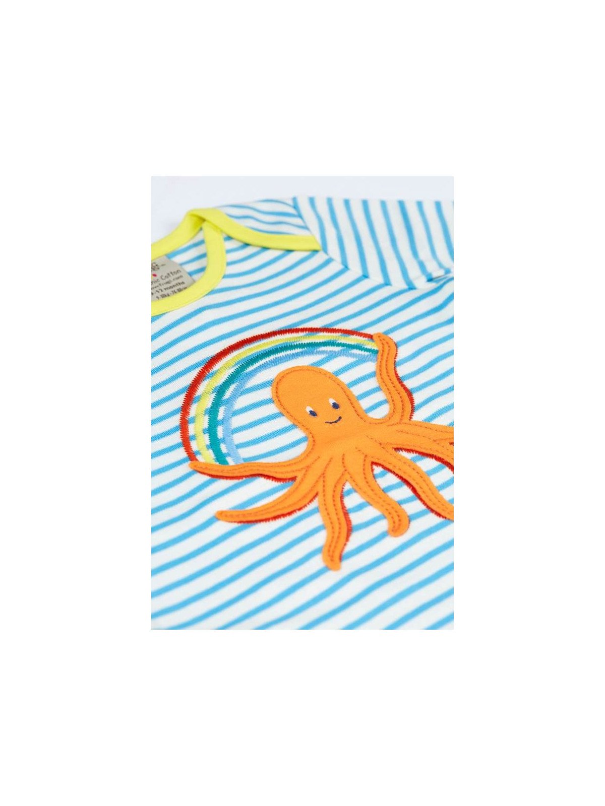 frugi - Bio Kinder Langarmshirt "Bobby Applique" mit Oktopus-Applikation und Streifen