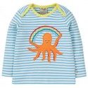 frugi - Bio Kinder Langarmshirt "Bobby Applique" mit Oktopus-Applikation und Streifen