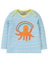 frugi - Bio Kinder Langarmshirt "Bobby Applique" mit Oktopus-Applikation und Streifen