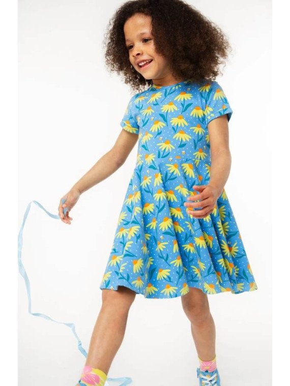 frugi - Bio Kinder Jersey Kleid "Spring" mit Echinacea-Blumen-Allover