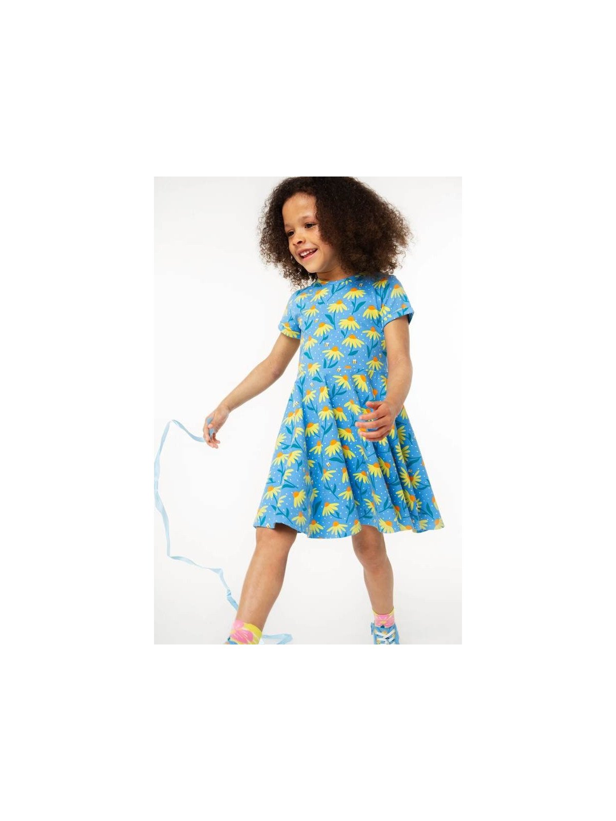 frugi - Bio Kinder Jersey Kleid "Spring" mit Echinacea-Blumen-Allover