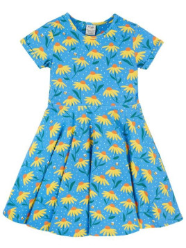frugi - Bio Kinder Jersey Kleid "Spring" mit Echinacea-Blumen-Allover